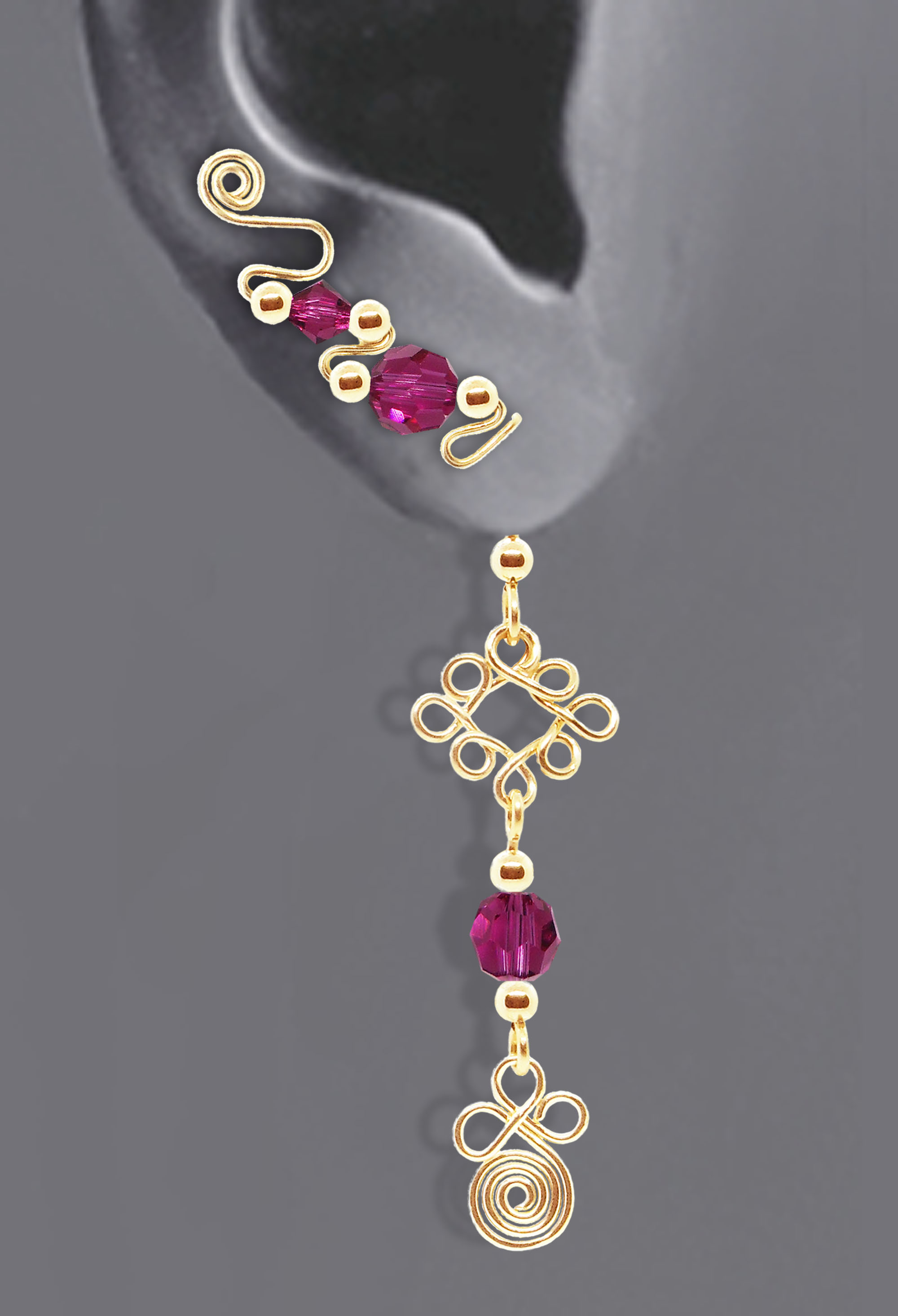 Ear Sweep with Dangle in Back