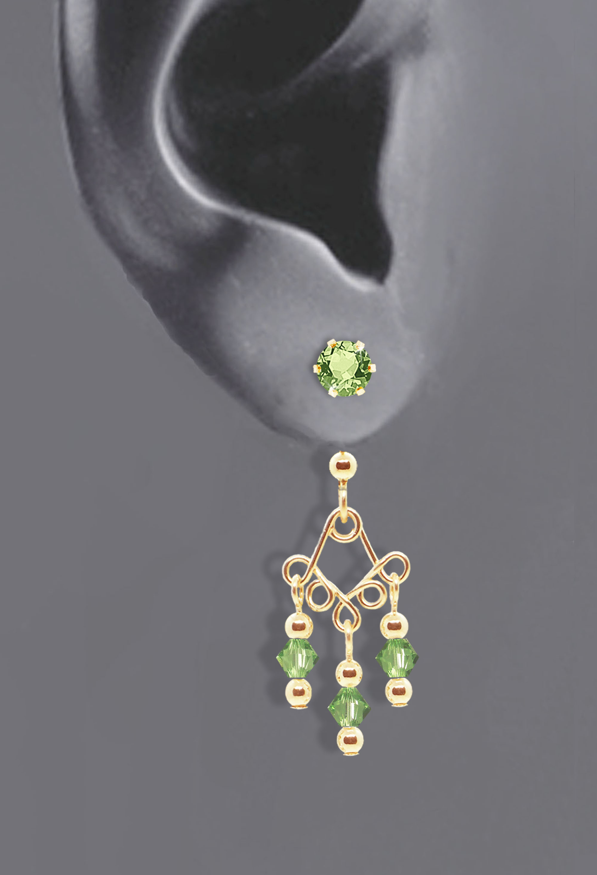 Ear Stud with Dangle in Back